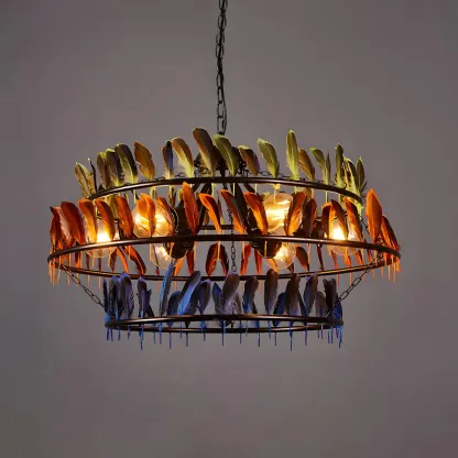 Boho Feather Chandelier for Living Room Image - 8