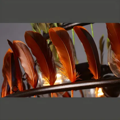 Boho Feather Chandelier for Living Room Image - 9