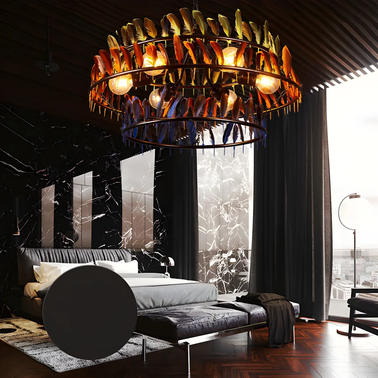 Boho Feather Chandelier for Living Room Image - 2 | homeyfad