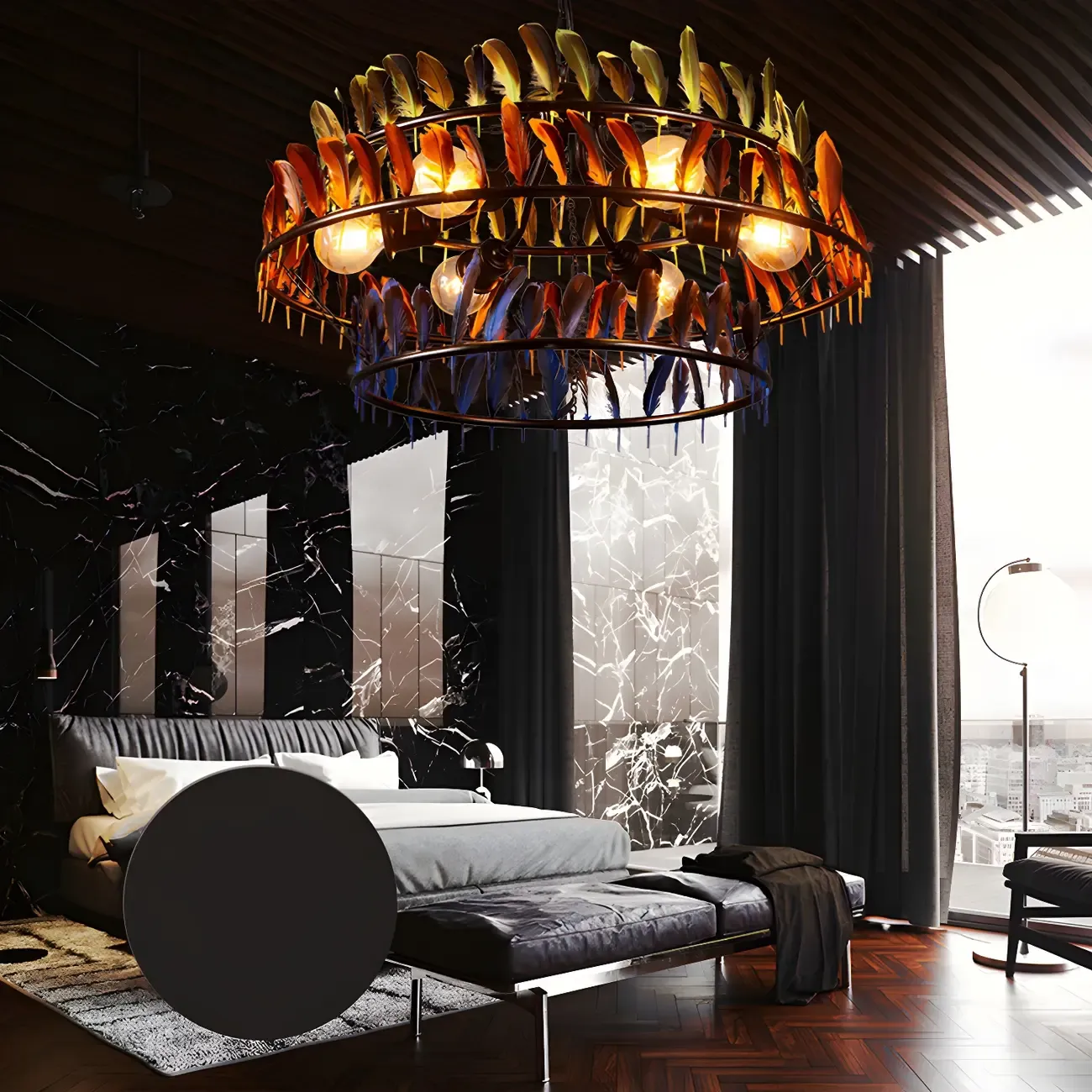 Boho Feather Chandelier for Living Room Image - 2