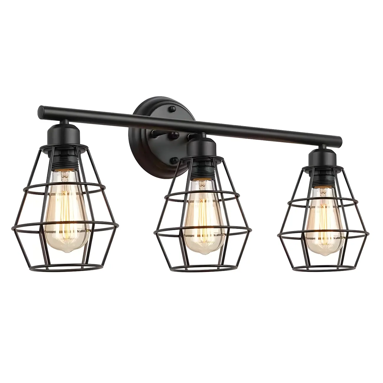 3-Light Industrial Metal Cage LED Vanity Light | homeyfad