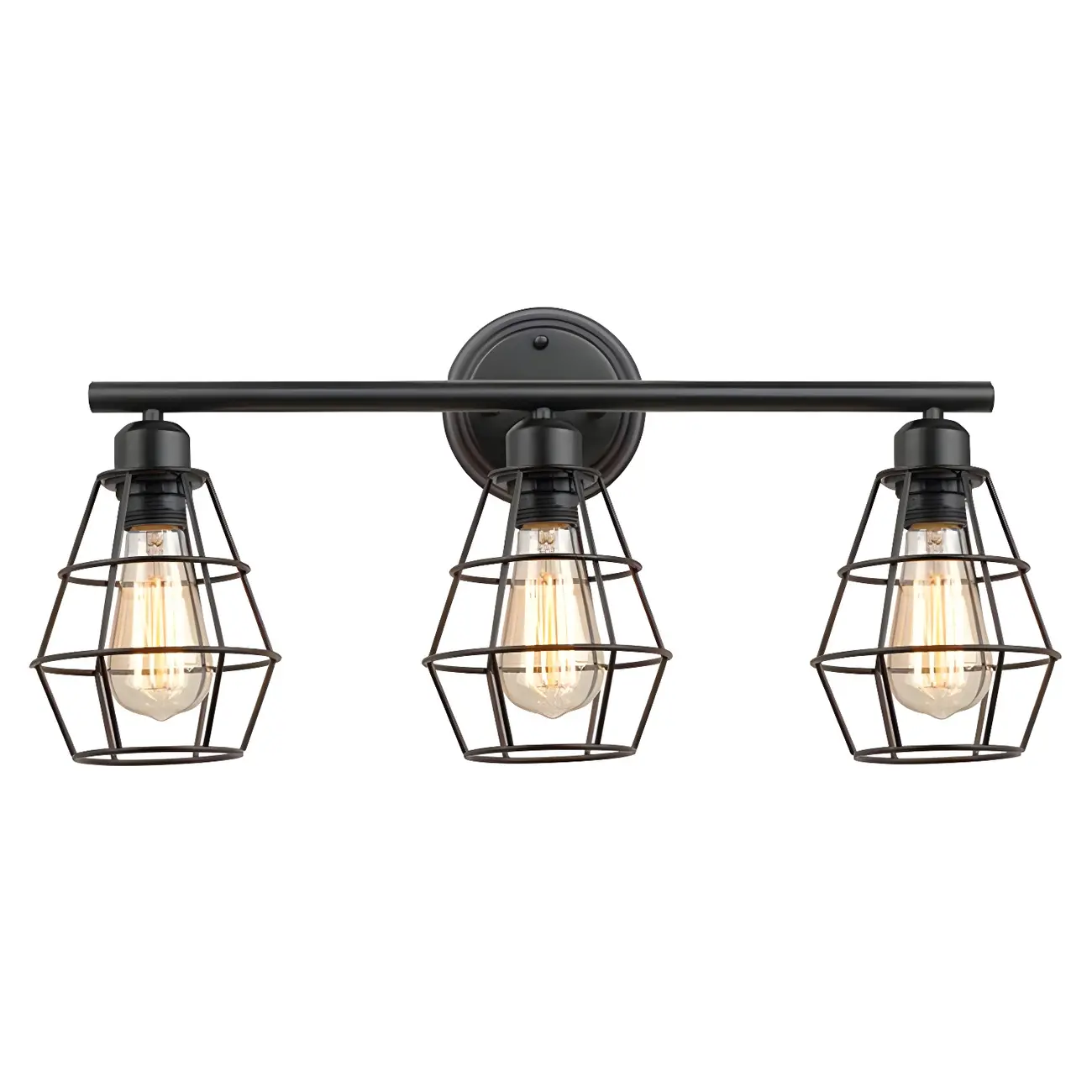 3-Light Industrial Metal Cage LED Vanity Light | homeyfad