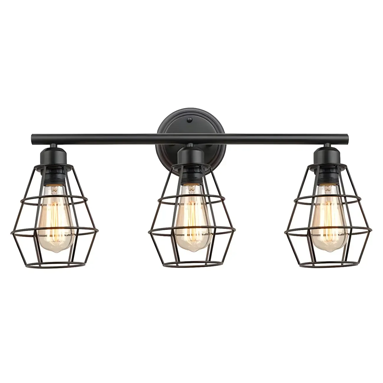3-Light Industrial Metal Cage LED Vanity Light