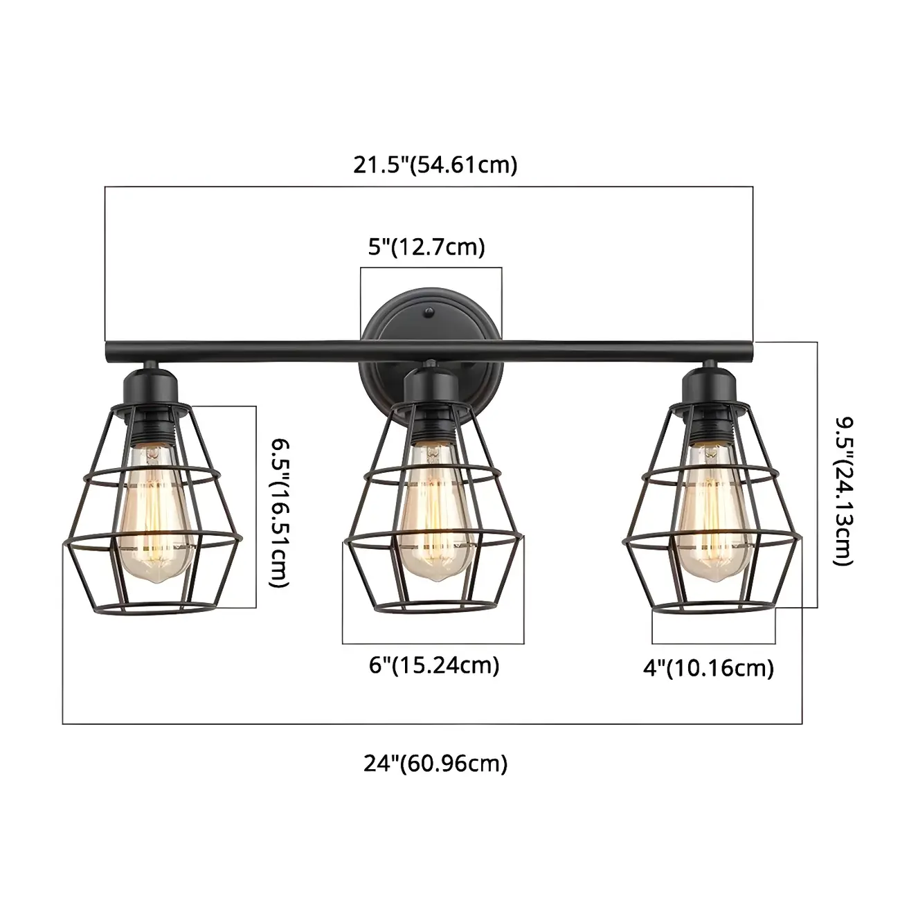3-Light Industrial Metal Cage LED Vanity Light | homeyfad