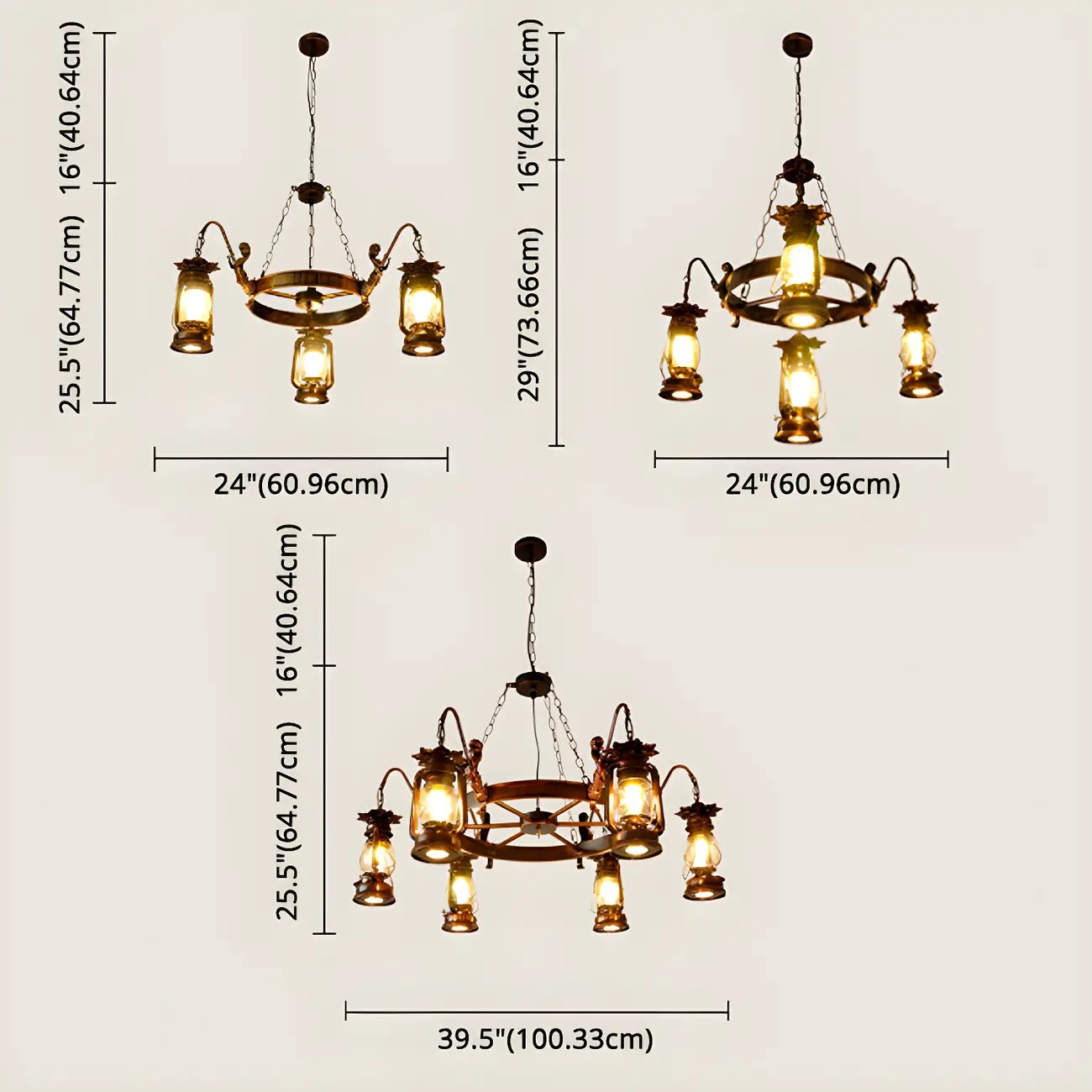 Bronze Circular Metal Antique Lantern Chandelier Image - 10 | homeyfad