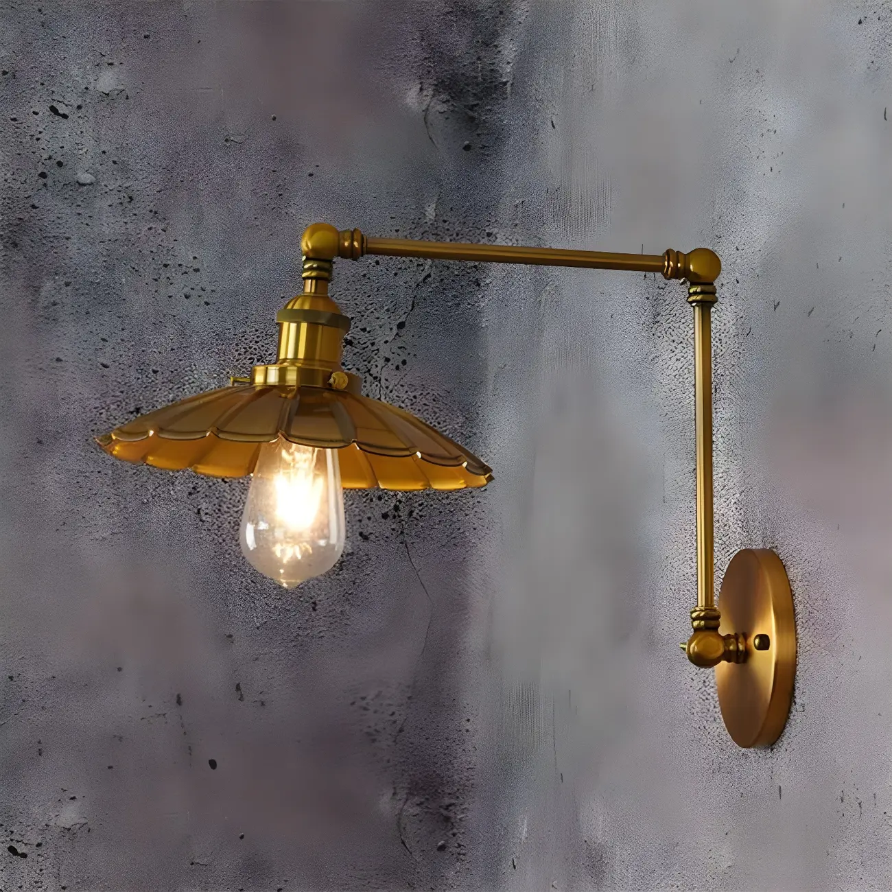 Retro Industrial Electroplated Copper Swing Arm Wall Light Image - 1 | homeyfad