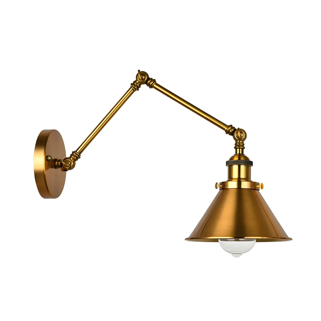 Retro Industrial Electroplated Copper Swing Arm Wall Light Image - 9 | homeyfad