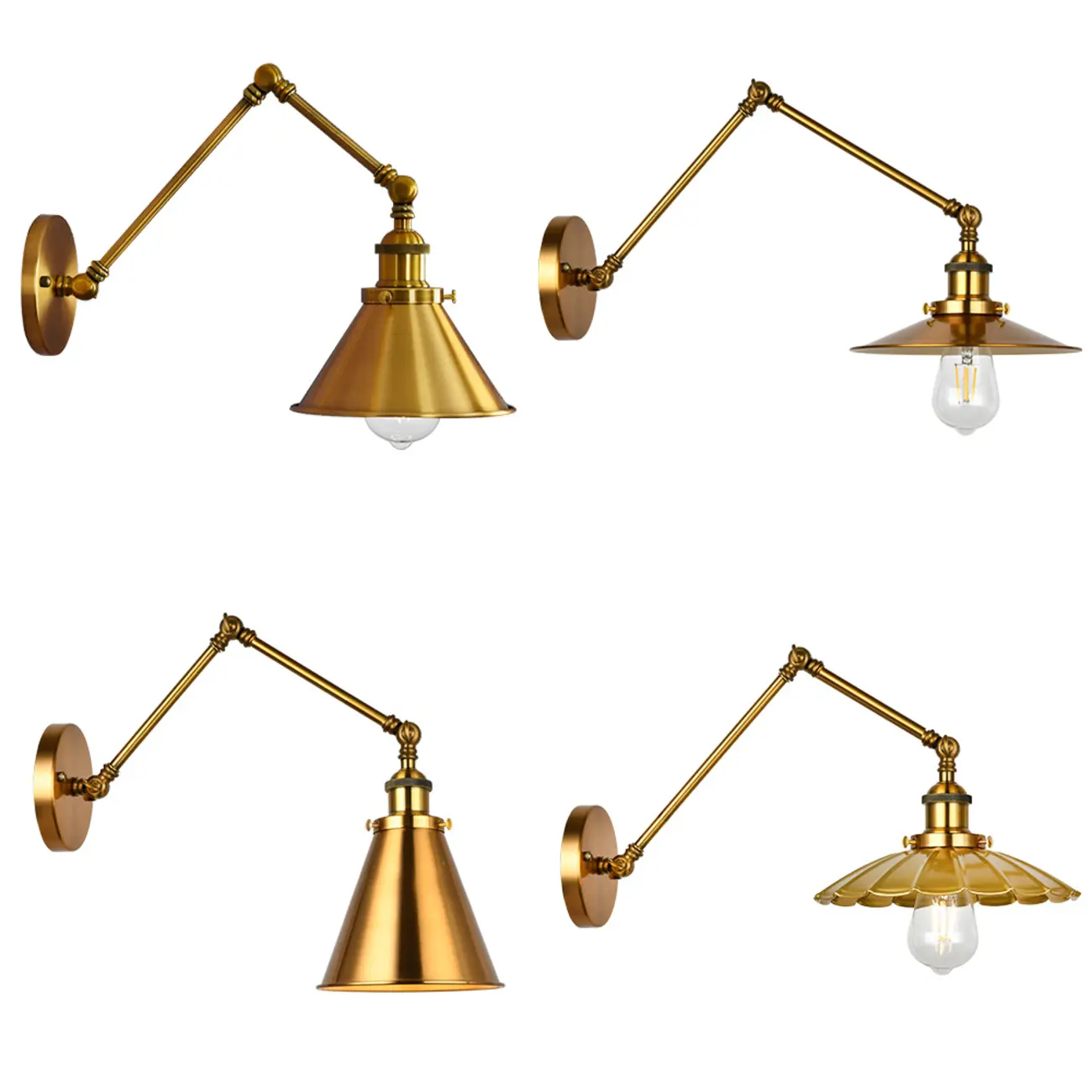 Retro Industrial Electroplated Copper Swing Arm Wall Light Image - 11 | homeyfad