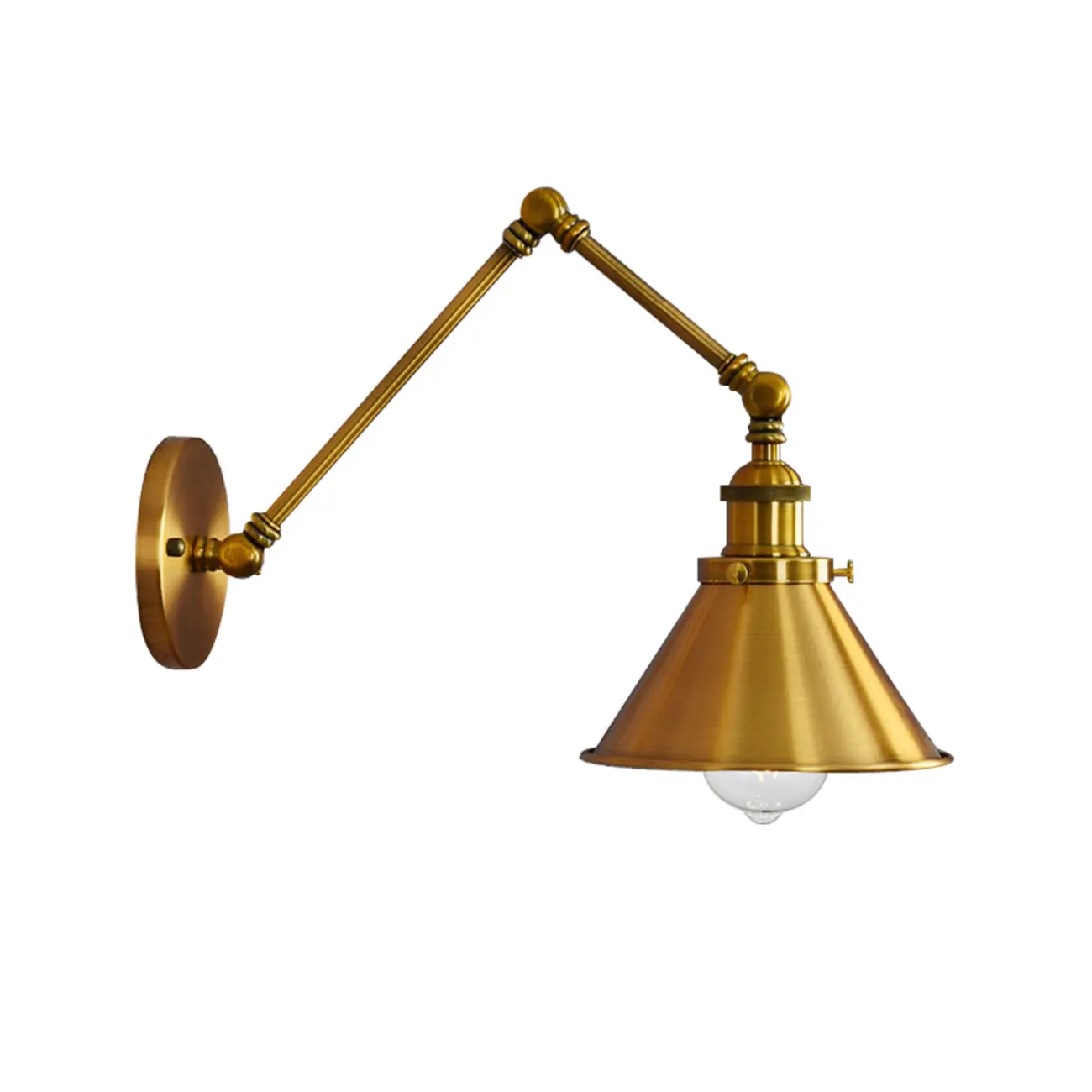 Retro Industrial Electroplated Copper Swing Arm Wall Light Image - 13 | homeyfad