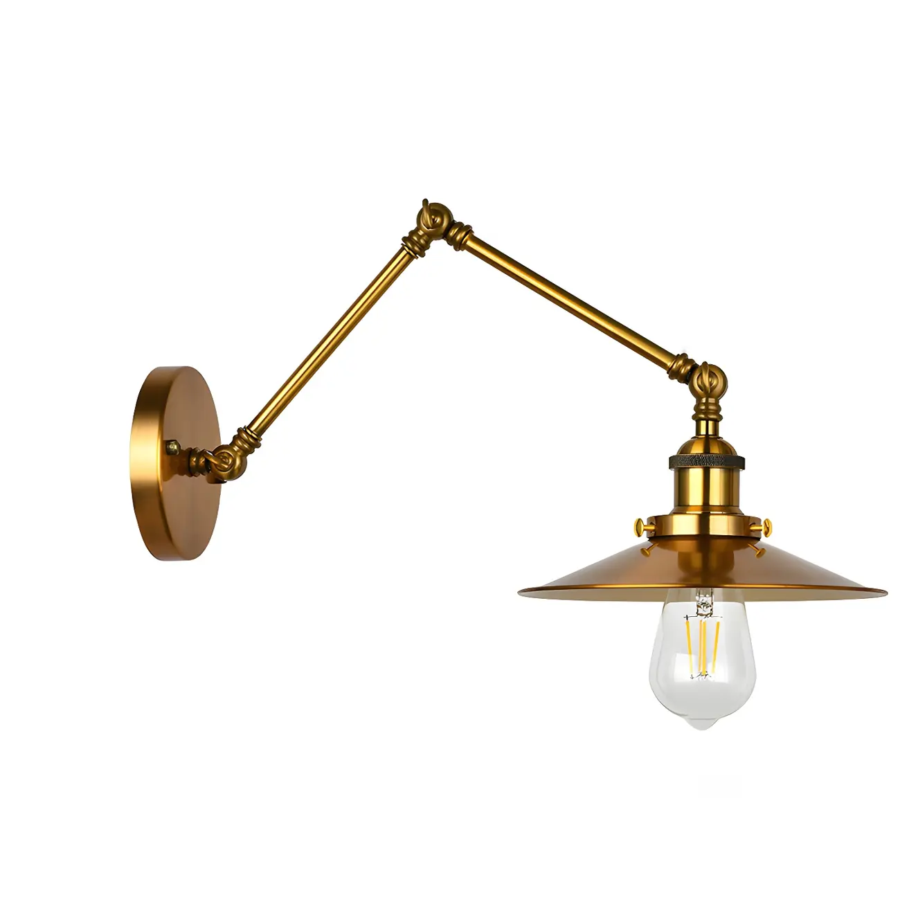 Retro Industrial Electroplated Copper Swing Arm Wall Light Image - 16 | homeyfad