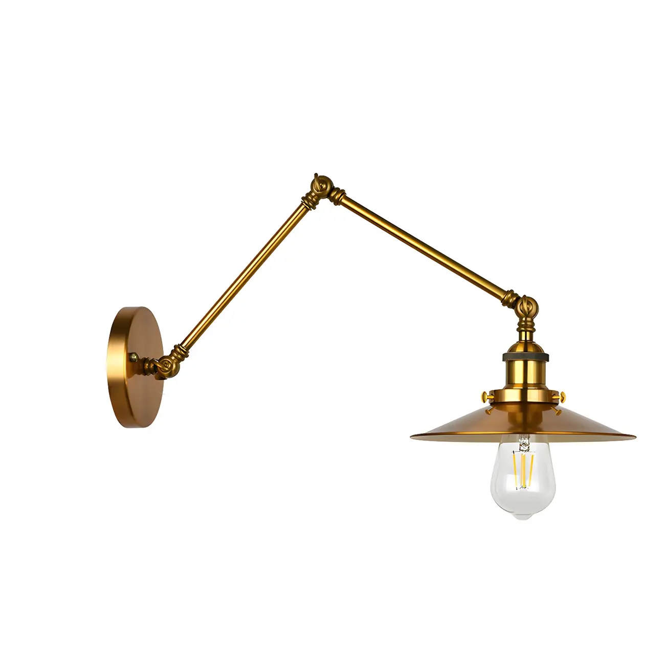 Retro Industrial Electroplated Copper Swing Arm Wall Light Image - 18 | homeyfad