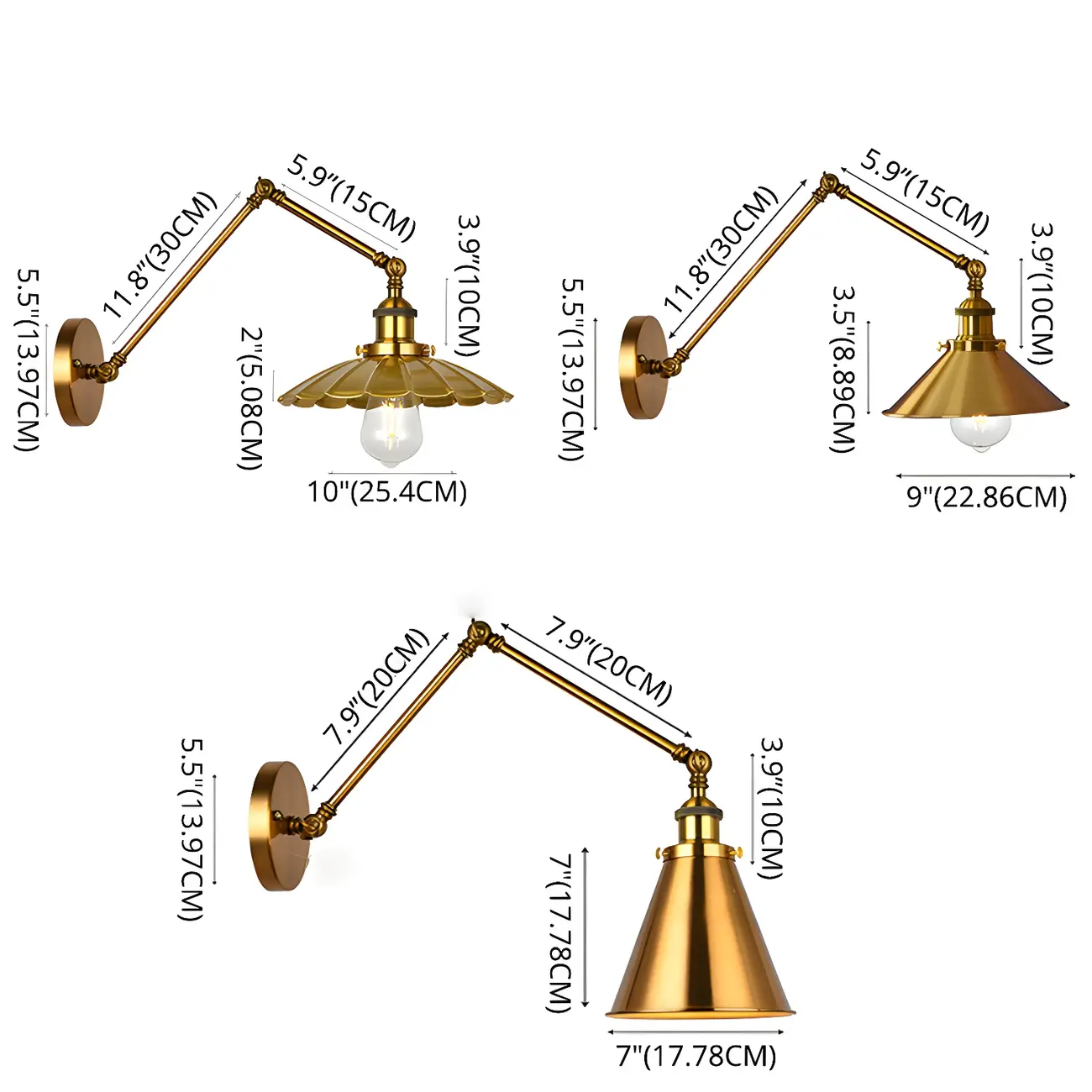 Retro Industrial Electroplated Copper Swing Arm Wall Light Image - 19 | homeyfad