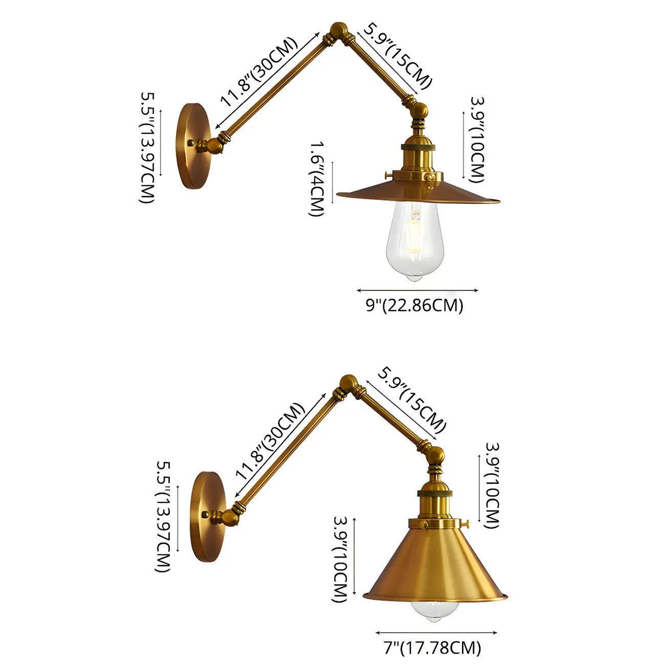 Retro Industrial Electroplated Copper Swing Arm Wall Light Image - 21 | homeyfad