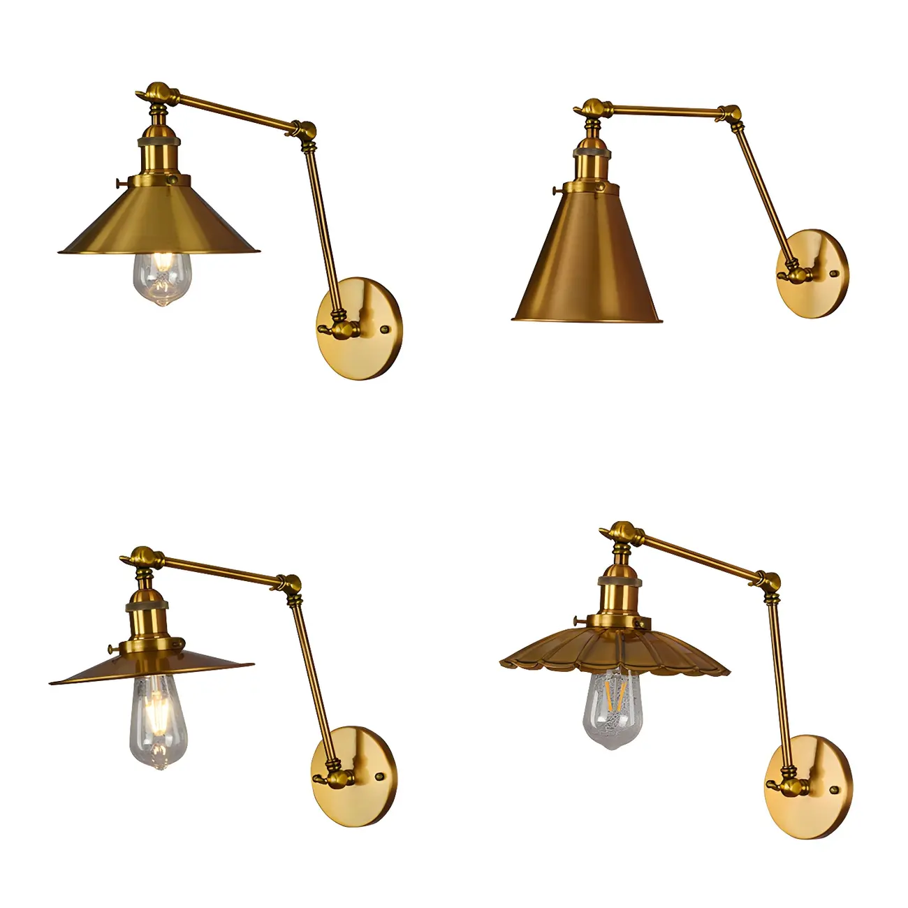 Retro Industrial Electroplated Copper Swing Arm Wall Light Image - 22 | homeyfad