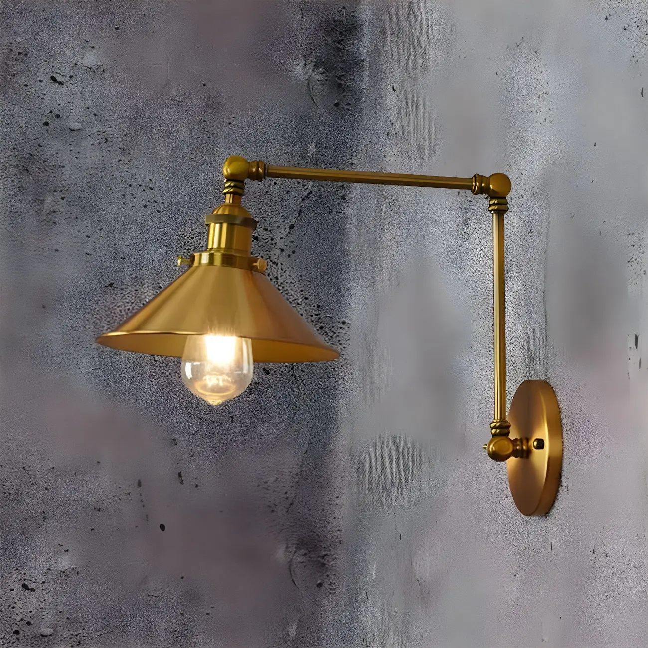 Retro Industrial Electroplated Copper Swing Arm Wall Light Image - 4 | homeyfad