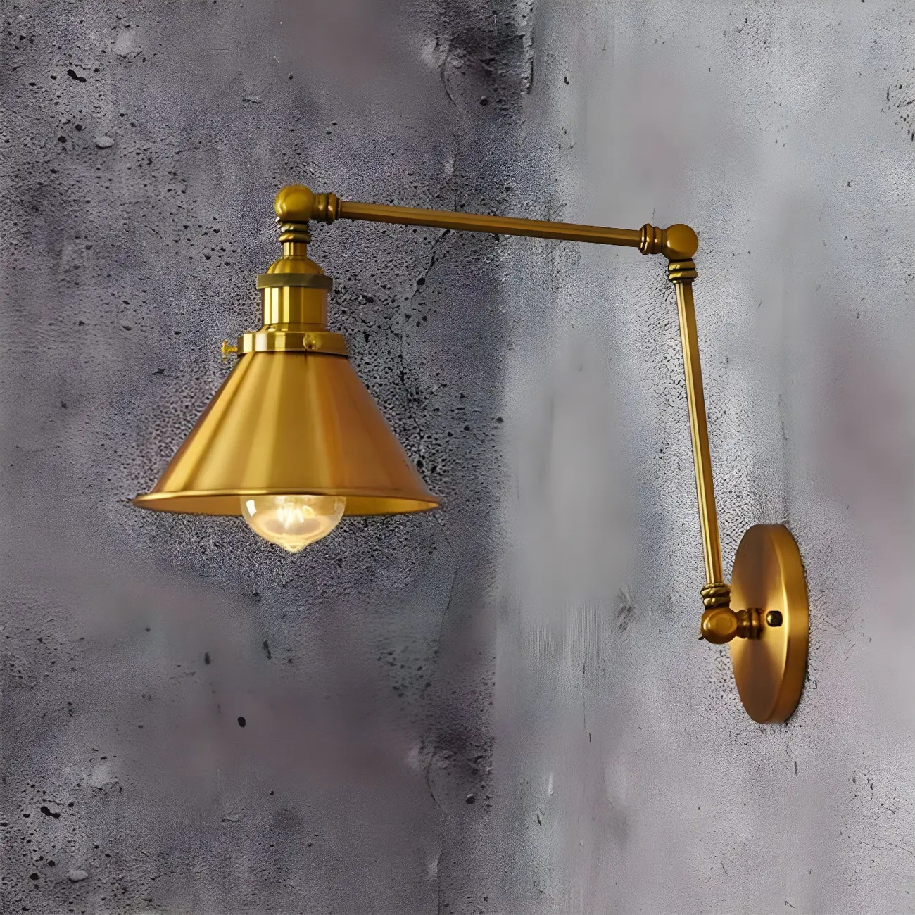 Retro Industrial Electroplated Copper Swing Arm Wall Light Image - 3 | homeyfad