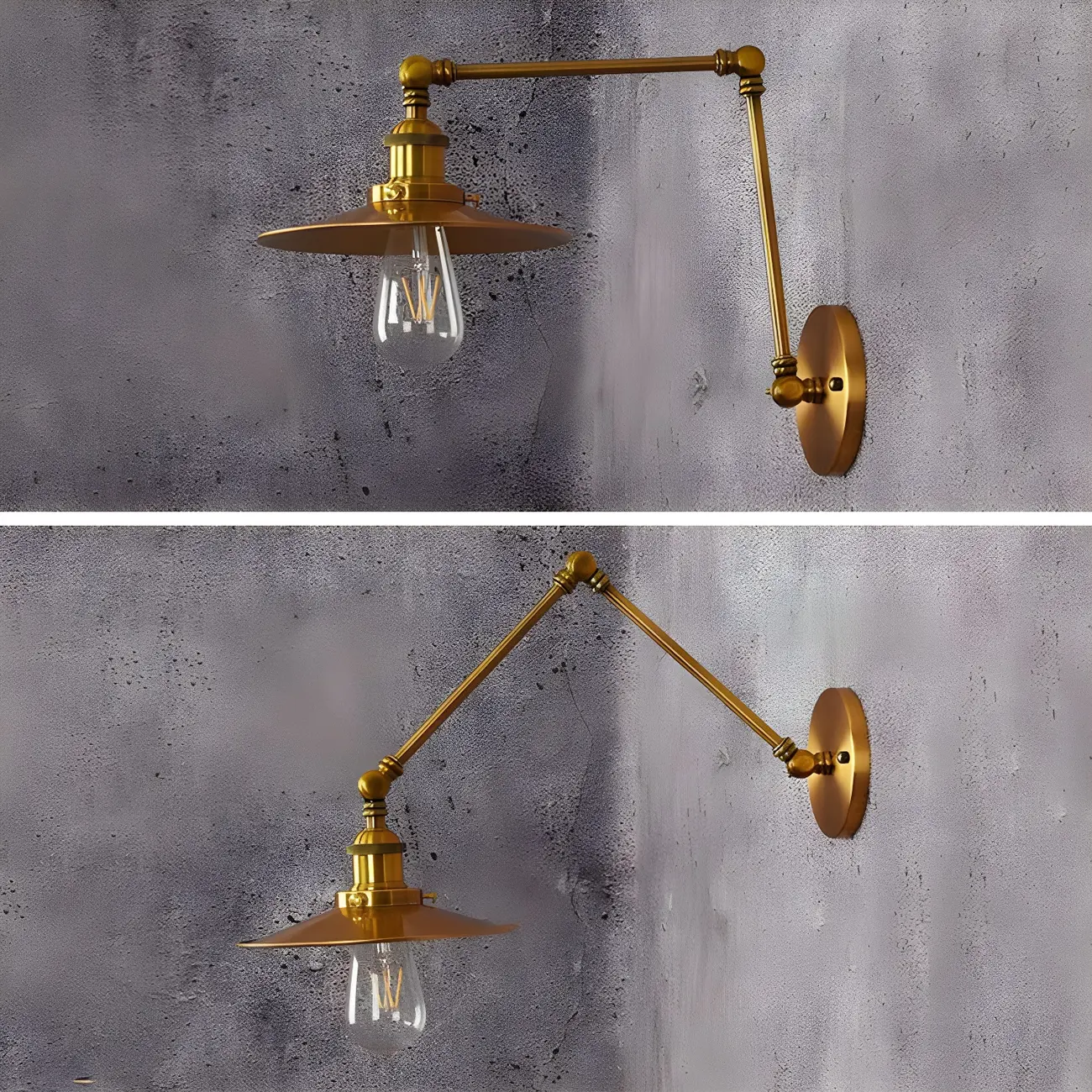 Retro Industrial Electroplated Copper Swing Arm Wall Light Image - 5 | homeyfad