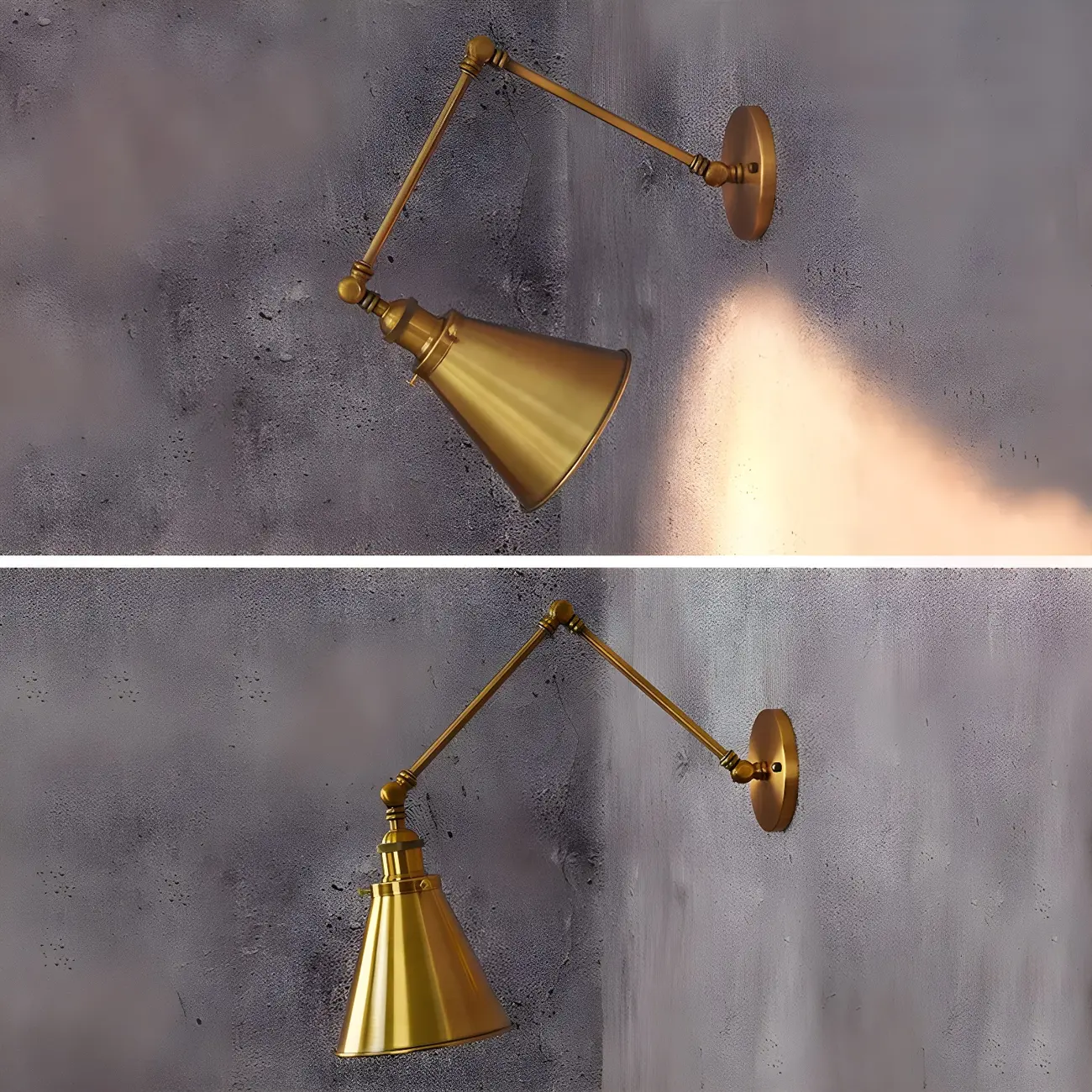 Retro Industrial Electroplated Copper Swing Arm Wall Light Image - 6 | homeyfad