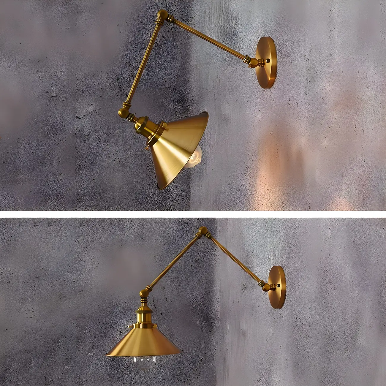 Retro Industrial Electroplated Copper Swing Arm Wall Light Image - 7 | homeyfad