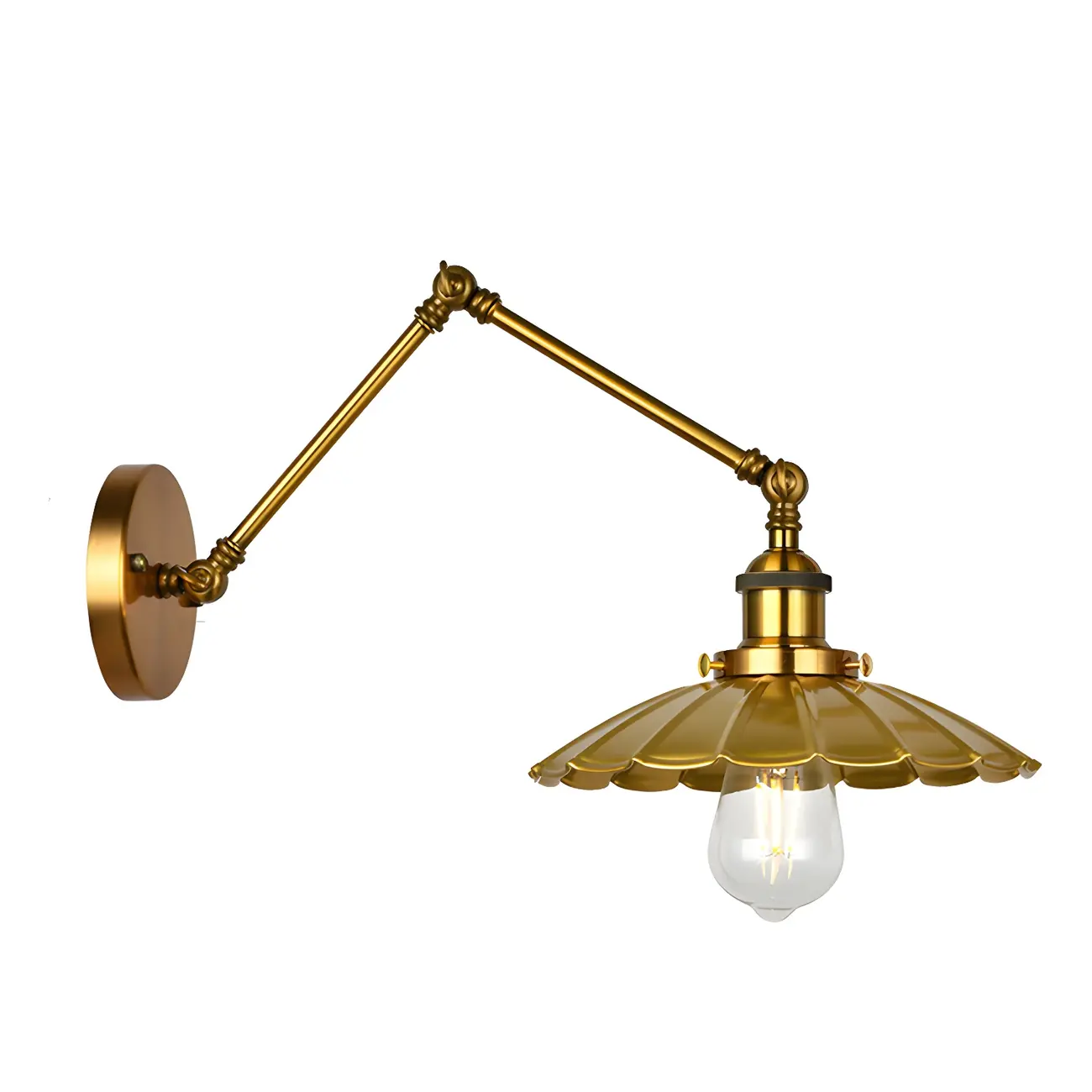 Retro Industrial Electroplated Copper Swing Arm Wall Light Image - 32 | homeyfad