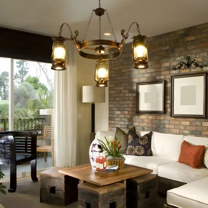 Bronze Circular Metal Antique Lantern Chandelier Image - 1