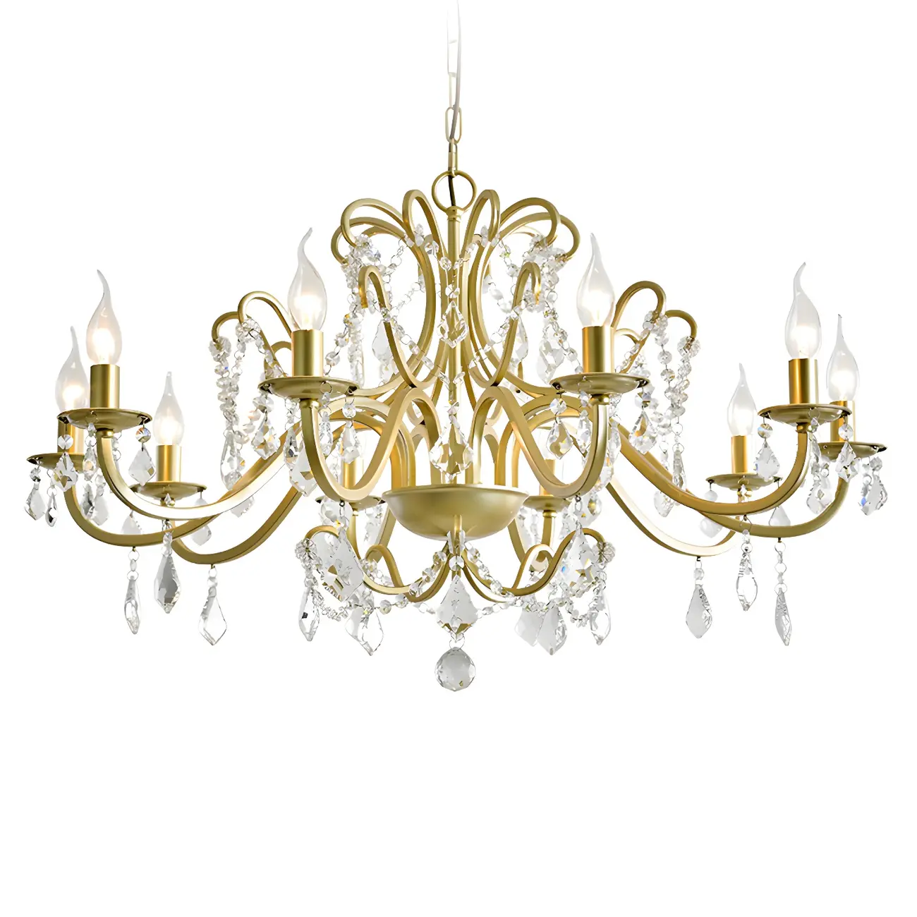 Gold Crystal Curved Metal Elegant Chandelier Light | homeyfad