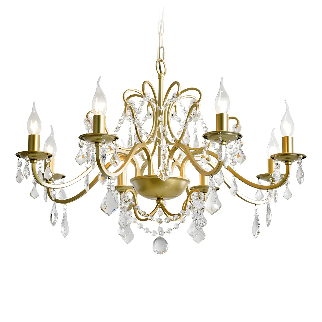 Gold Crystal Curved Metal Elegant Chandelier Light | homeyfad