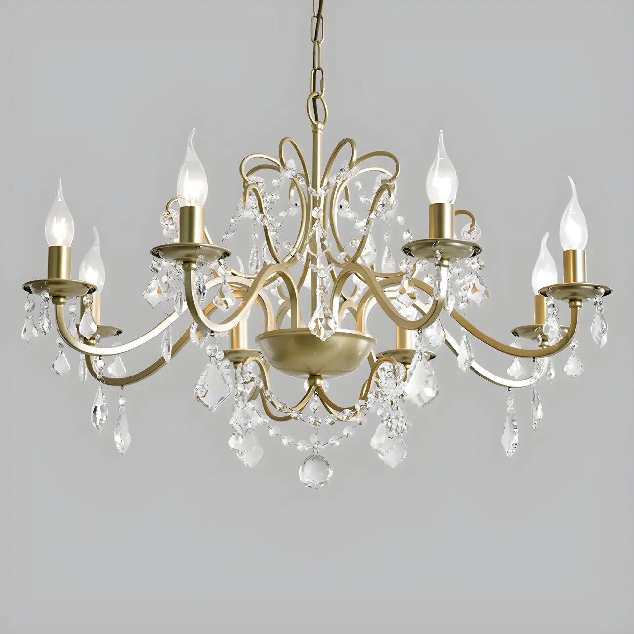 Gold Crystal Curved Metal Elegant Chandelier Light | homeyfad