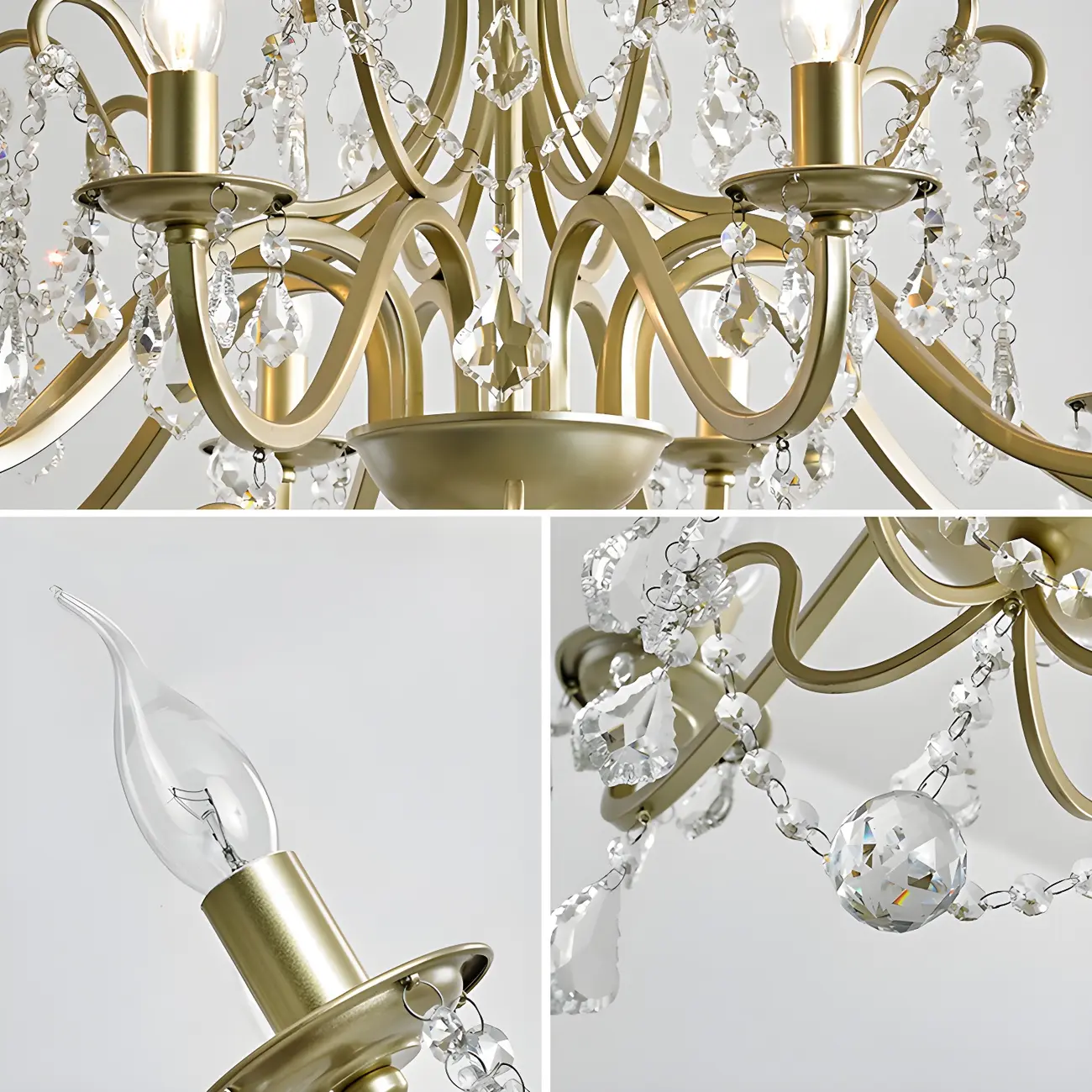Gold Crystal Curved Metal Elegant Chandelier Light | homeyfad
