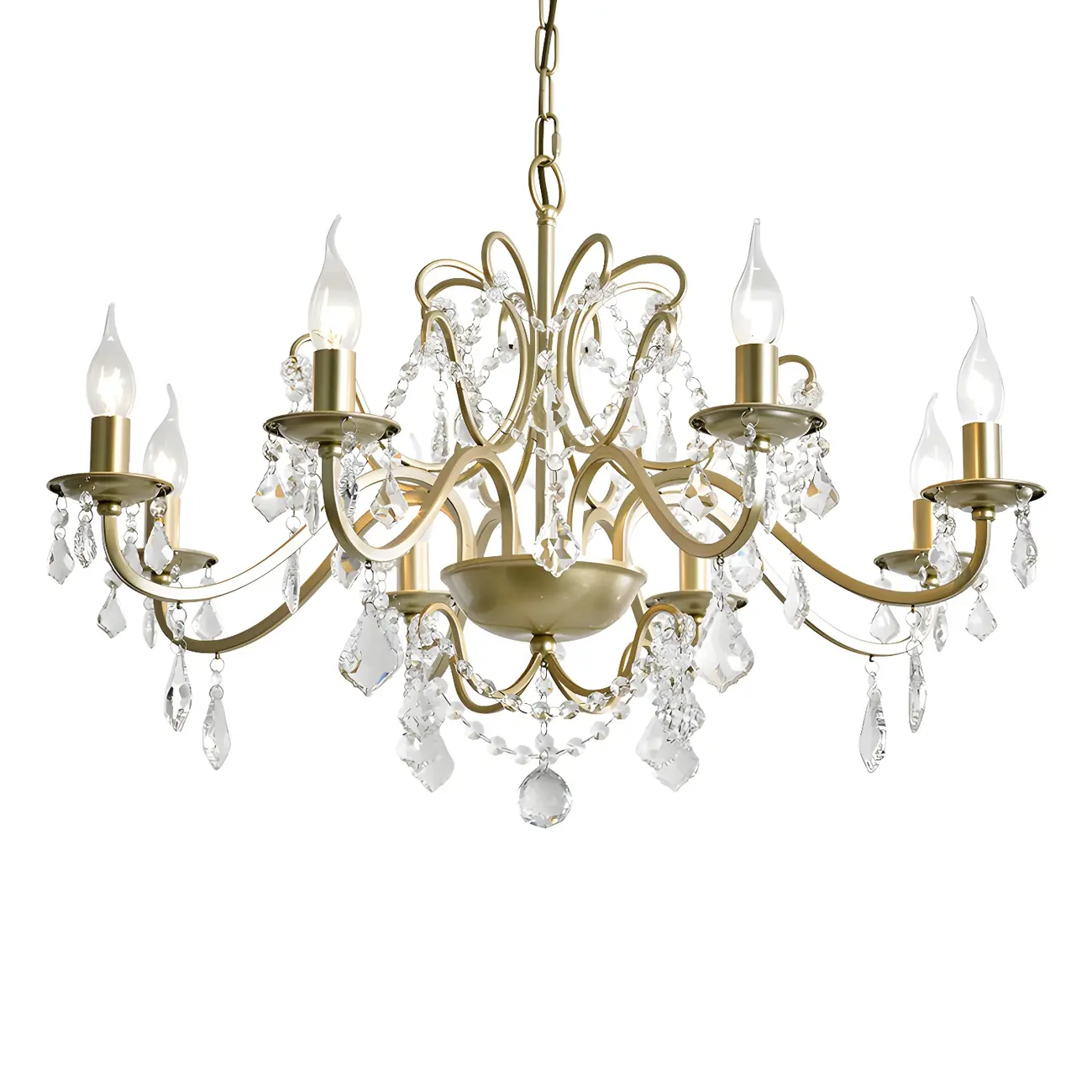 Gold Crystal Curved Metal Elegant Chandelier Light | homeyfad