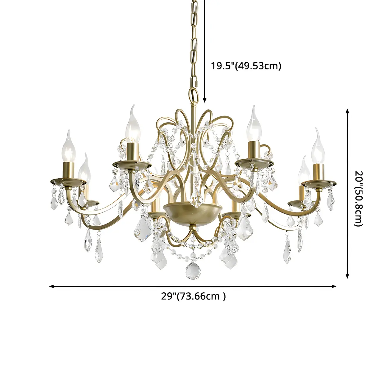 Gold Crystal Curved Metal Elegant Chandelier Light | homeyfad