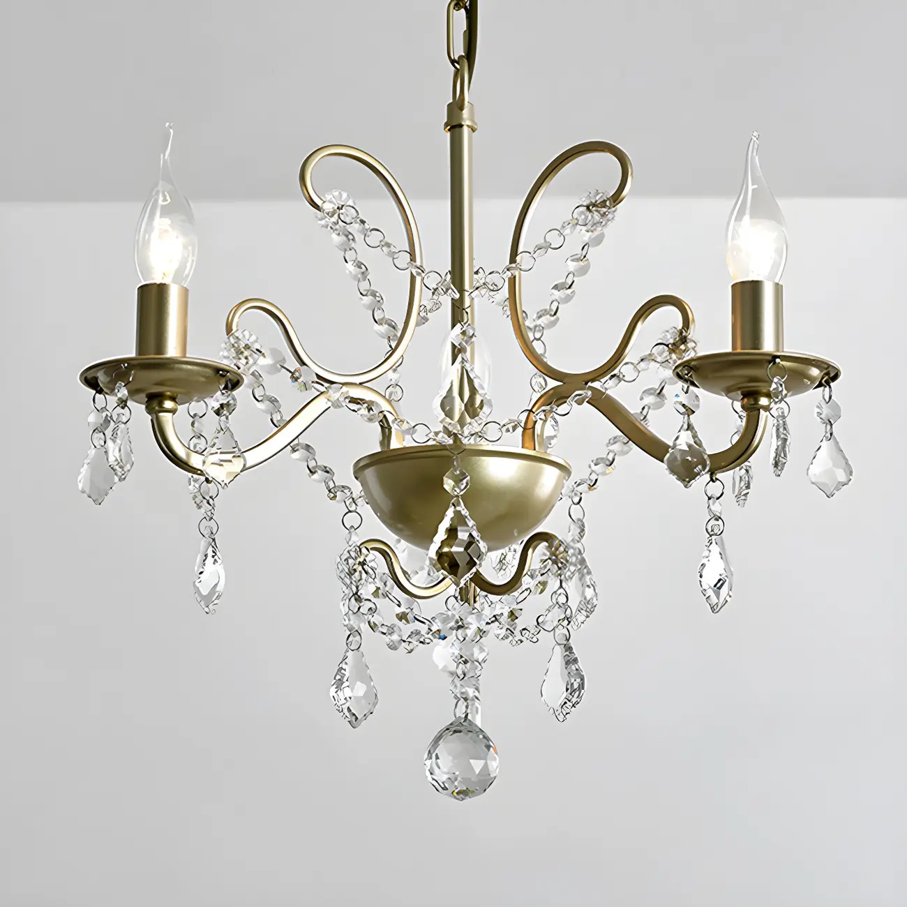 Gold Crystal Curved Metal Elegant Chandelier Light | homeyfad