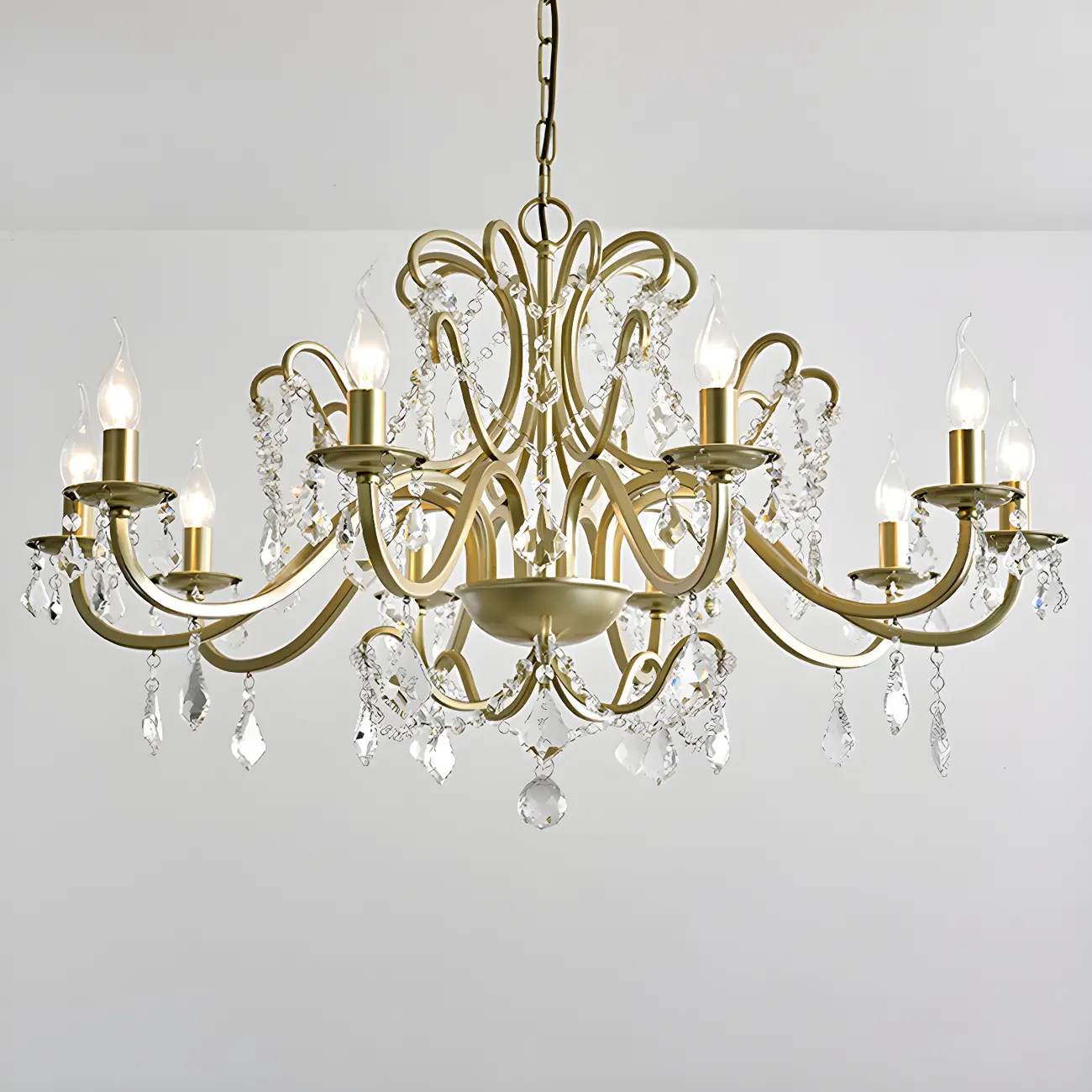 Gold Crystal Curved Metal Elegant Chandelier Light | homeyfad