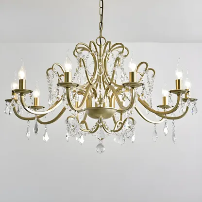 Gold Crystal Curved Metal Elegant Chandelier Light