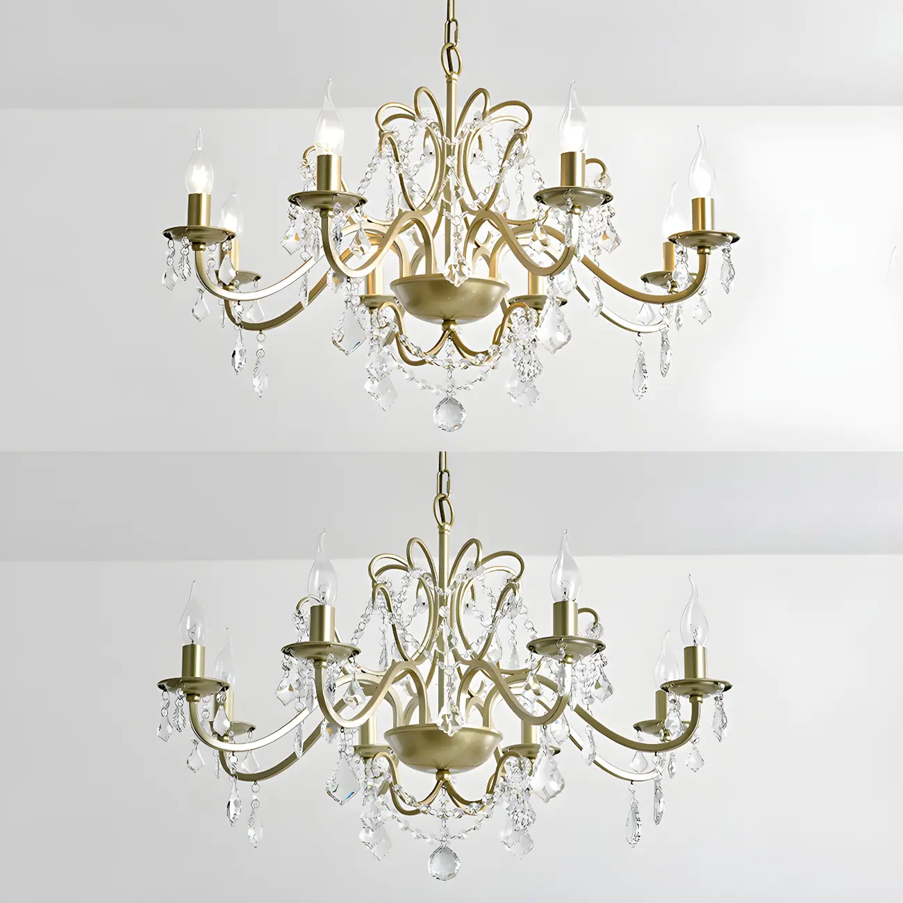 Gold Crystal Curved Metal Elegant Chandelier Light | homeyfad