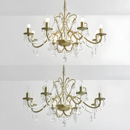 Gold Crystal Curved Metal Elegant Chandelier Light