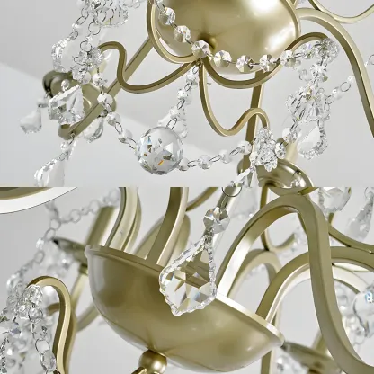 Gold Crystal Curved Metal Elegant Chandelier Light