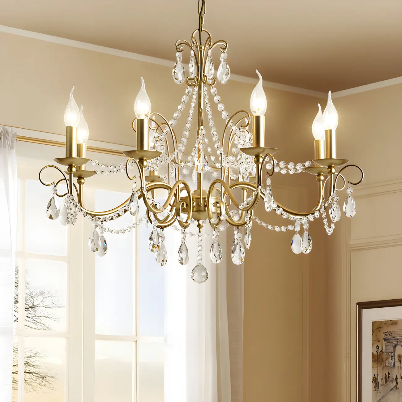 Gold Crystal Metal Elegant Classic Chandelier Light | homeyfad