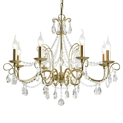 Gold Crystal Metal Elegant Classic Chandelier Light