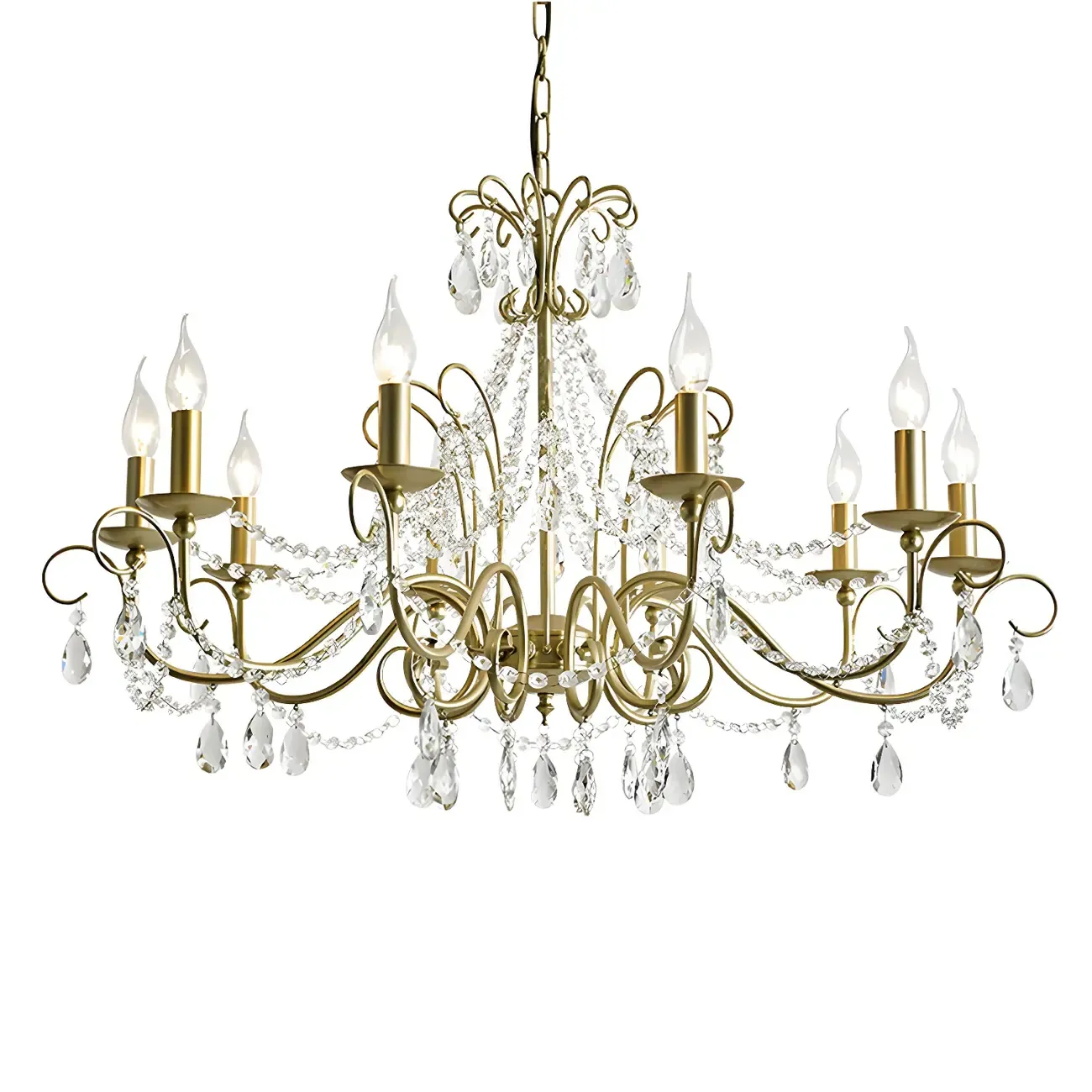 Gold Crystal Metal Elegant Classic Chandelier Light