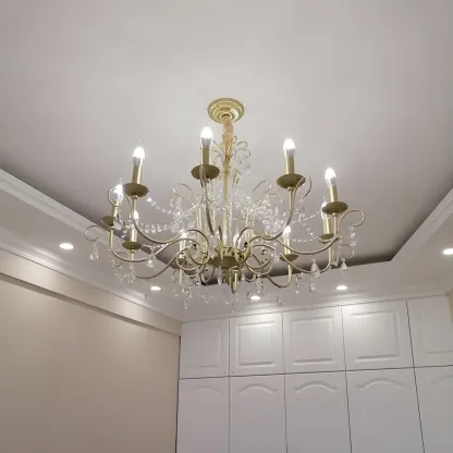 Gold Crystal Metal Elegant Classic Chandelier Light