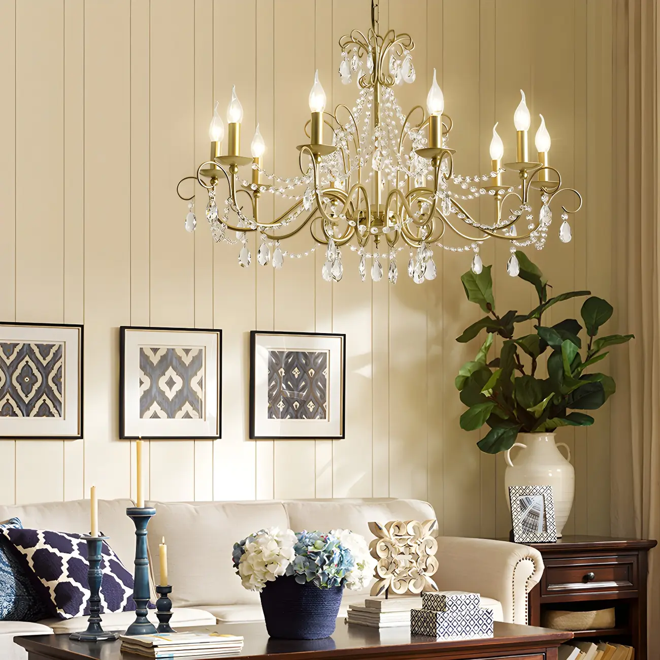 Gold Crystal Metal Elegant Classic Chandelier Light | homeyfad