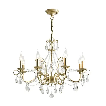 Gold Crystal Metal Elegant Classic Chandelier Light