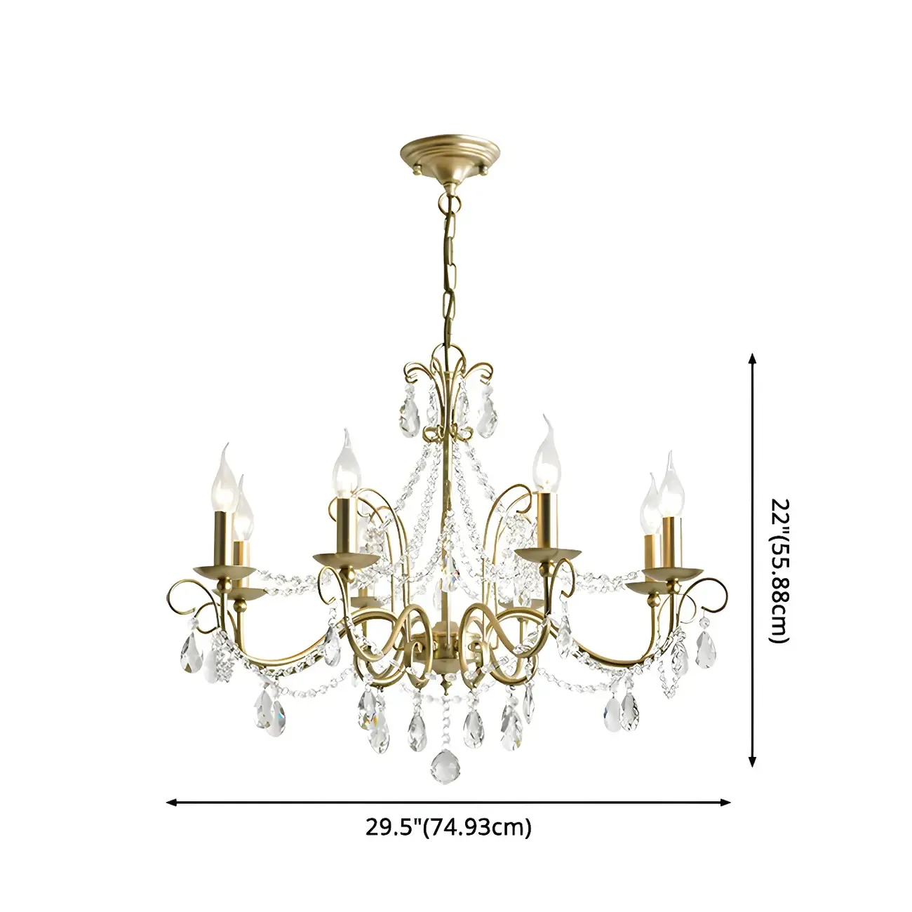 Gold Crystal Metal Elegant Classic Chandelier Light
