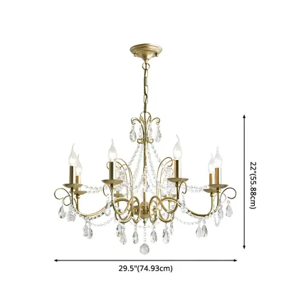 Gold Crystal Metal Elegant Classic Chandelier Light