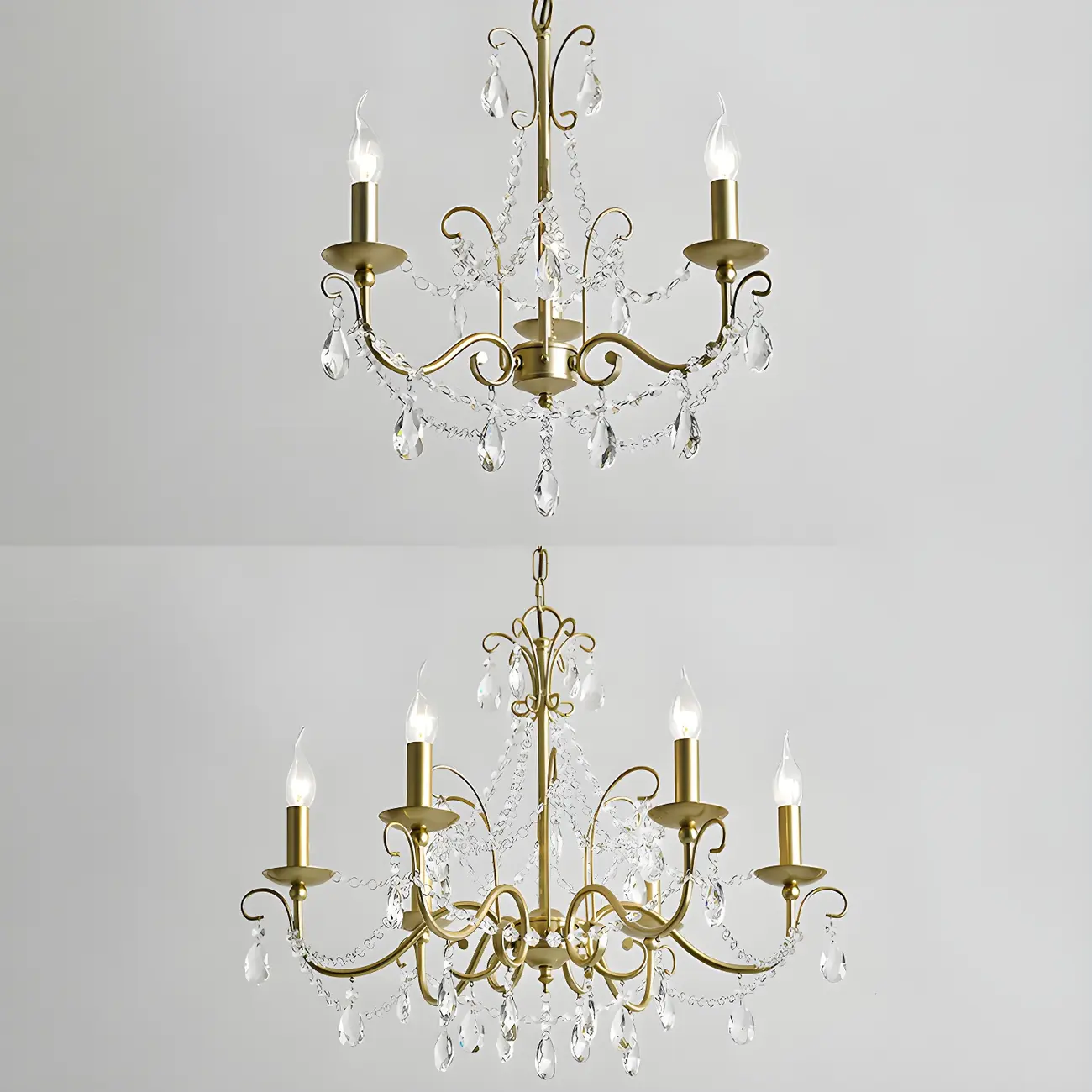Gold Crystal Metal Elegant Classic Chandelier Light | homeyfad