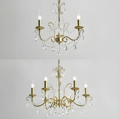 Gold Crystal Metal Elegant Classic Chandelier Light