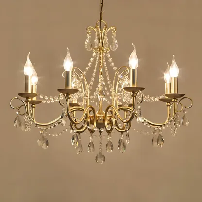Gold Crystal Metal Elegant Classic Chandelier Light