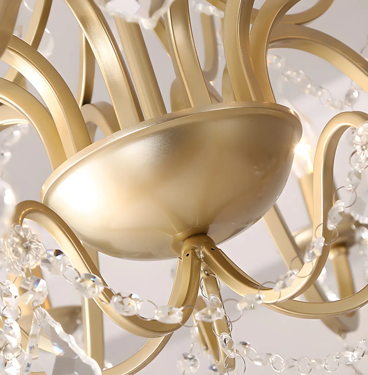 Traditional Curved Gold Metal Crystal Bead Chandeliers Image - 4 | homeyfad