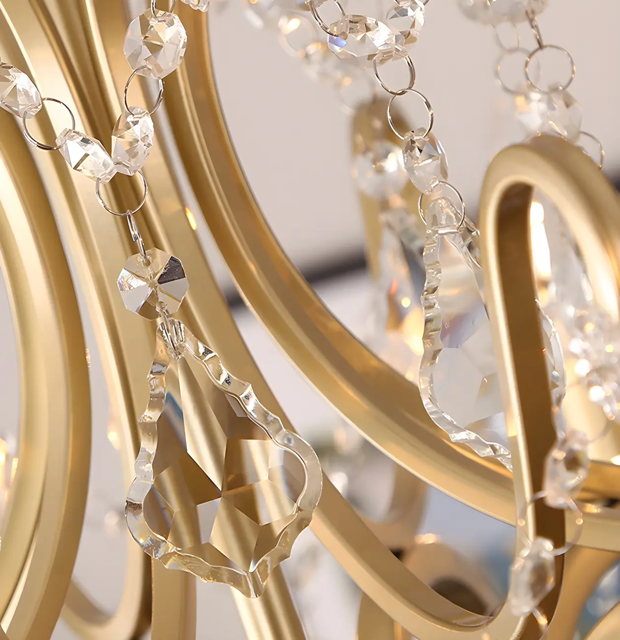Traditional Curved Gold Metal Crystal Bead Chandeliers Image - 15 | homeyfad
